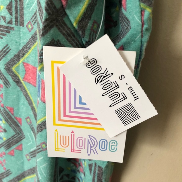 LuLaRoe Irma Green Patterned Tunic Top - Picture 6 of 8